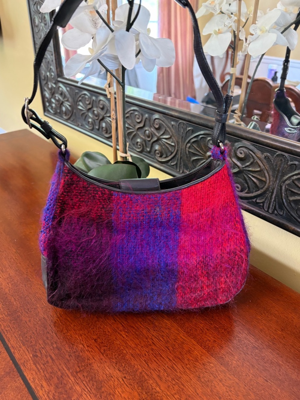 Coach Vintage Mohair And Leather Shoulder Bag